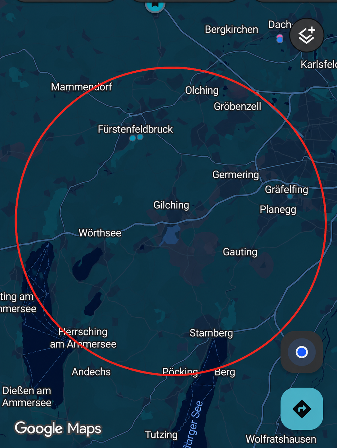 Karte des Tourengebiets im Großraum München